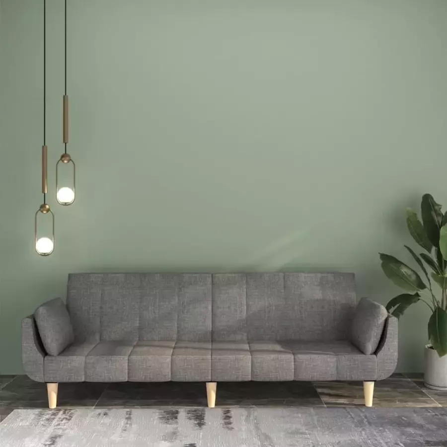 VidaLife Slaapbank 2-zits met 2 kussens stof lichtgrijs - Foto 4