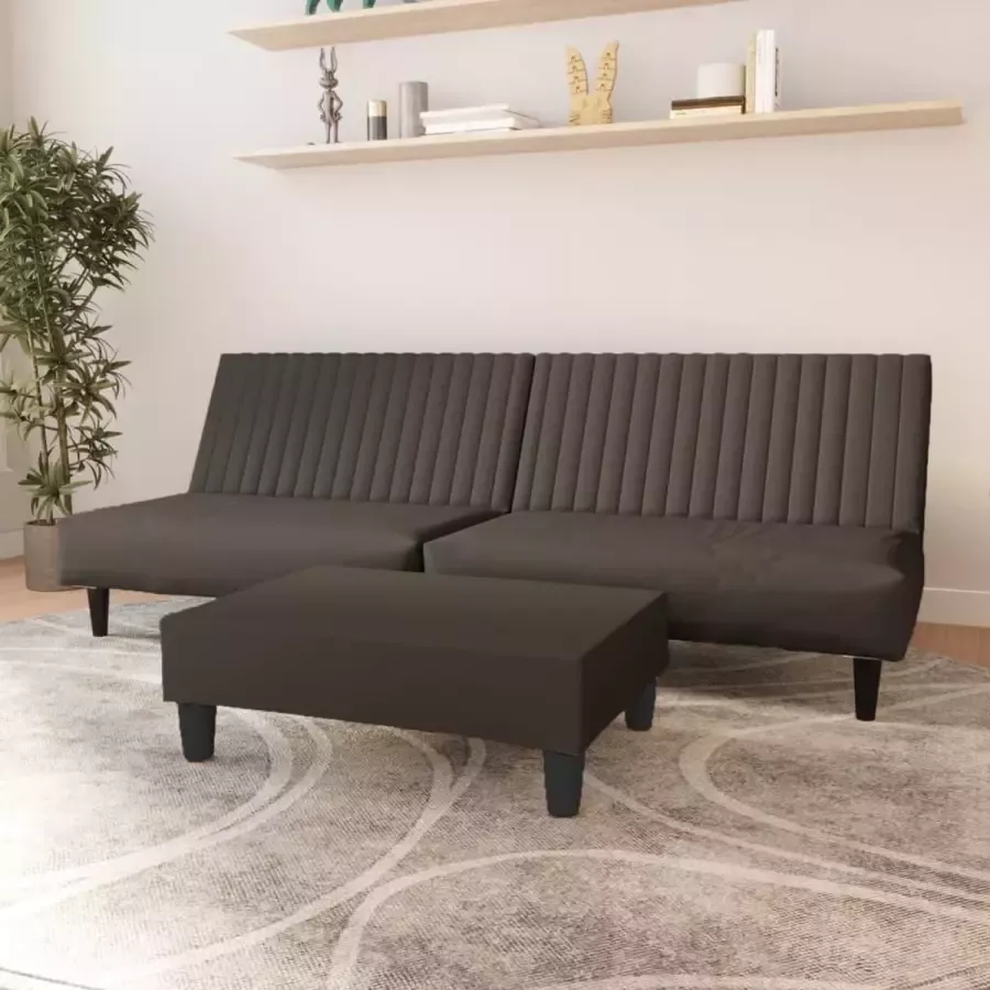 VidaLife Slaapbank 2-zits met voetenbank fluweel donkergrijs - Foto 3