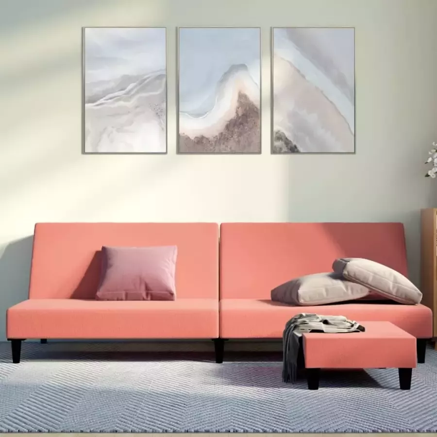 VidaLife Slaapbank 2-zits met voetenbank fluweel roze - Foto 5