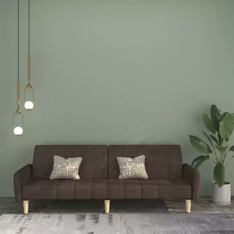 VidaLife Slaapbank 2-zits stof donkerbruin - Foto 4