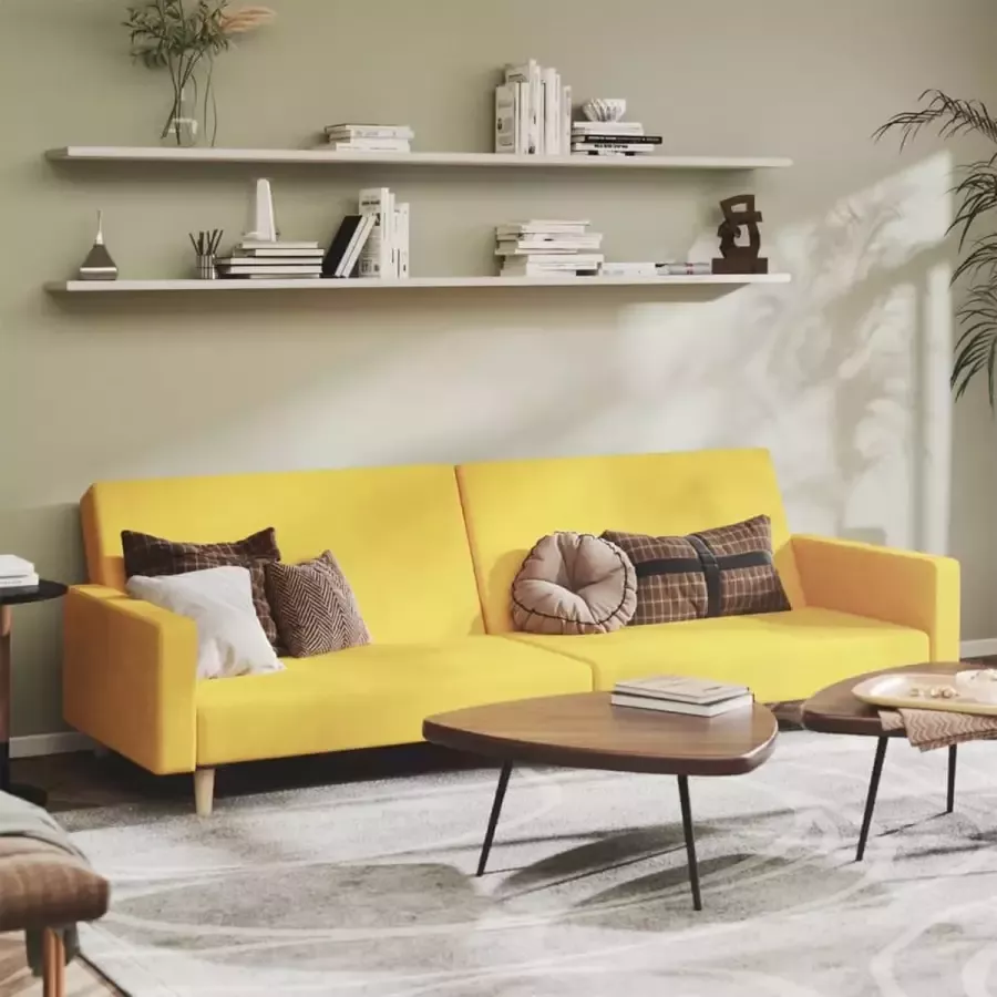 VidaLife Slaapbank 2-zits stof geel