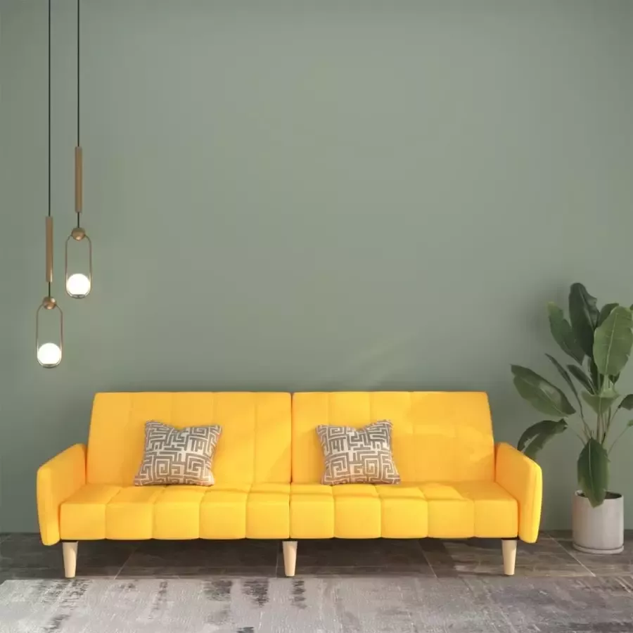 VidaLife Slaapbank 2-zits stof geel - Foto 2
