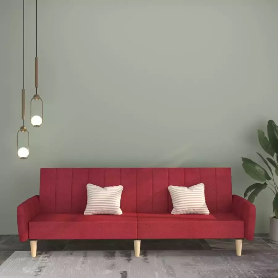 VidaLife Slaapbank 2-zits stof wijnrood