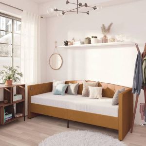 VidaLife Slaapbank met matras en USB fluweel bruin 90x200 cm