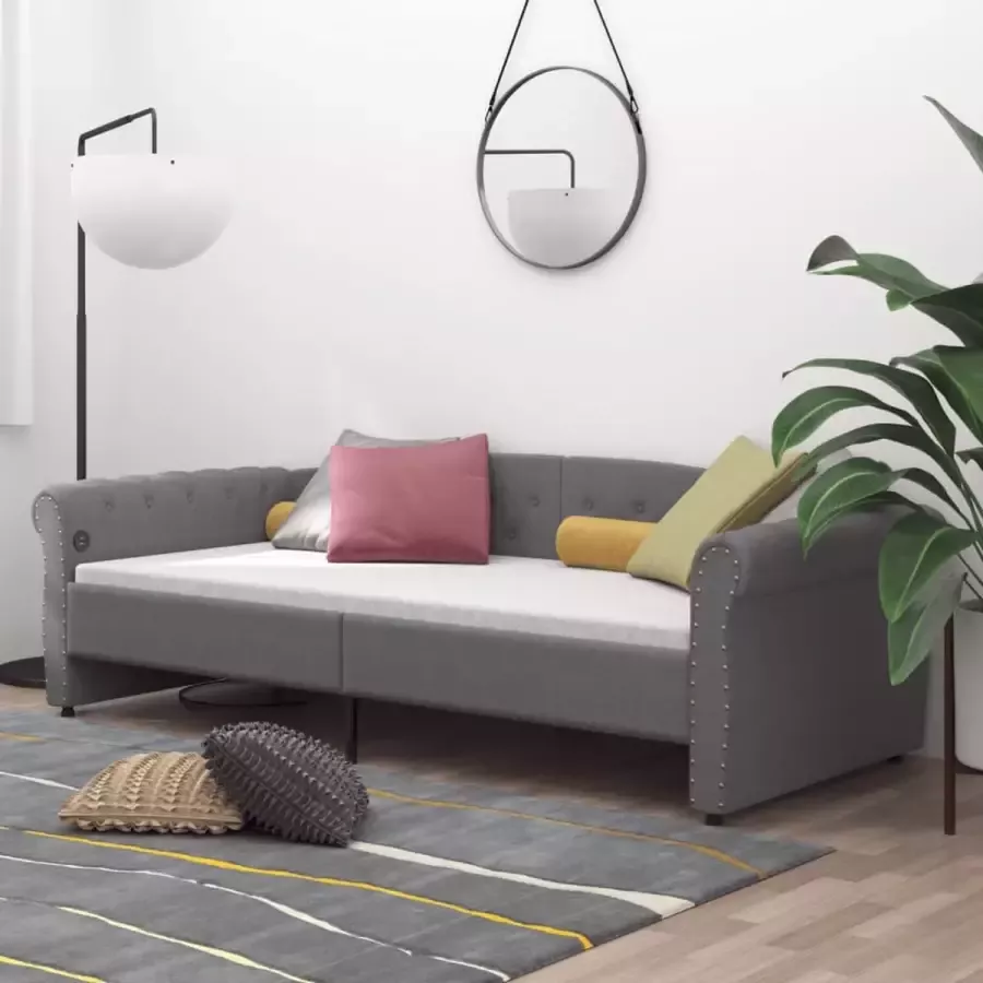 VidaLife Slaapbank met matras en USB stof lichtgrijs 90x200 cm