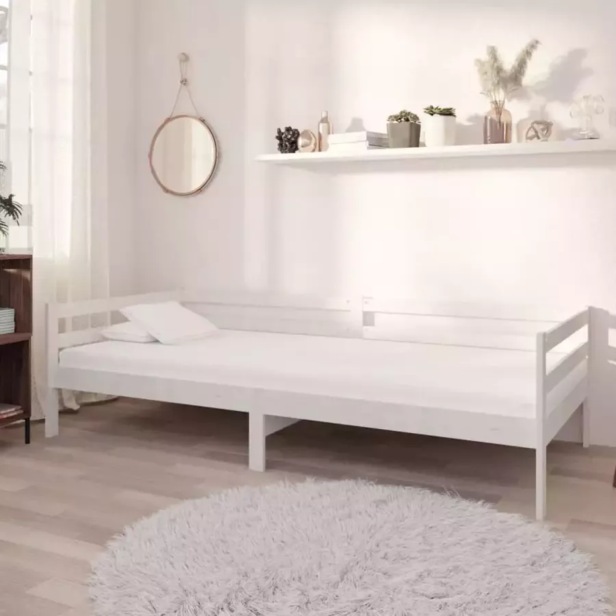 VidaLife Slaapbank met matras massief grenenhout wit 90x200 cm