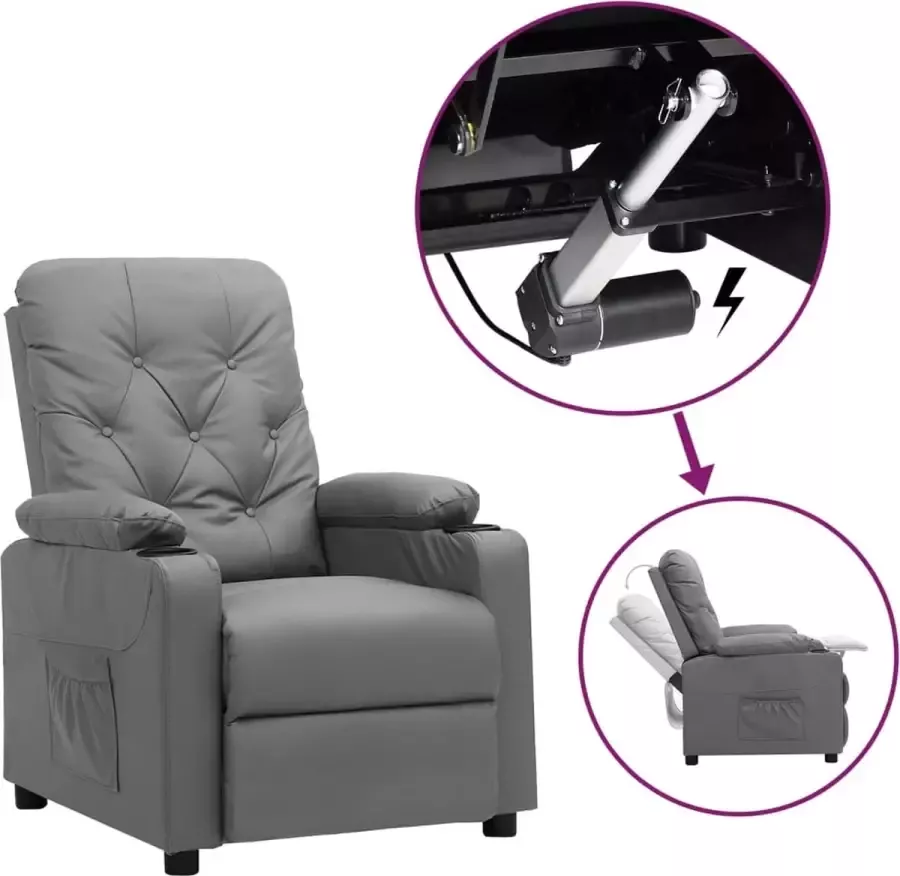 VidaLife Sta-opstoel verstelbaar kunstleer grijs