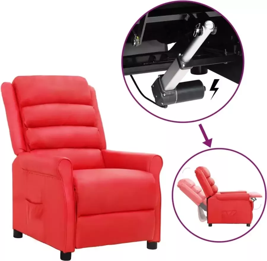 VidaLife Sta-opstoel verstelbaar kunstleer rood