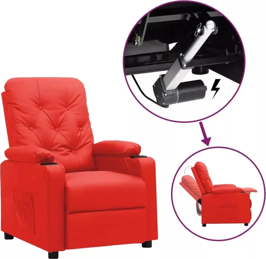 VidaLife Sta-opstoel verstelbaar kunstleer rood
