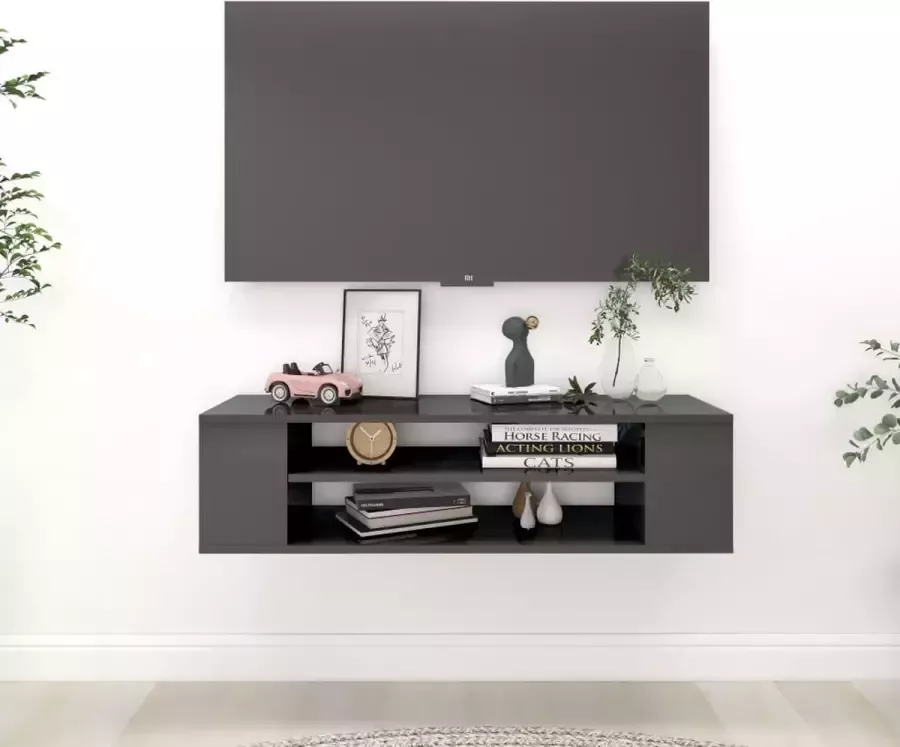VidaLife Tv-hangmeubel 100x30x26 5 cm spaanplaat hoogglans grijs