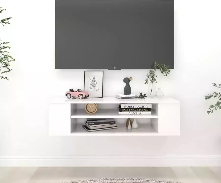 VidaLife Tv-hangmeubel 100x30x26 5 cm spaanplaat hoogglans wit