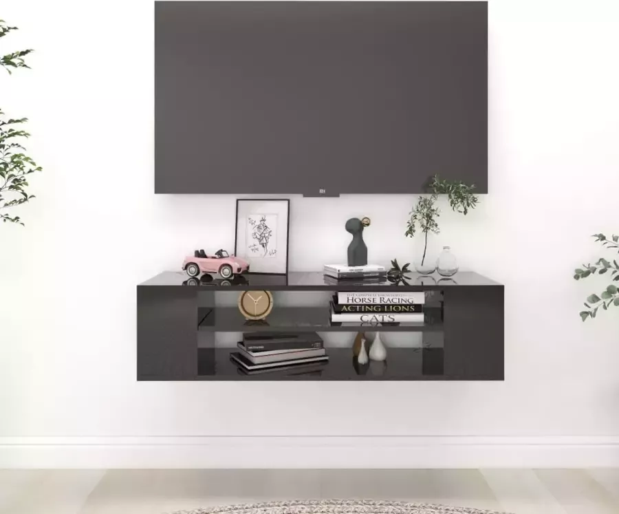 VidaLife Tv-hangmeubel 100x30x26 5 cm spaanplaat hoogglans zwart