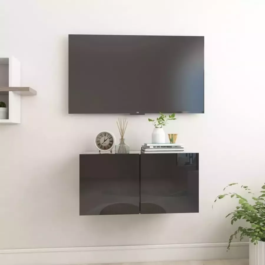 VidaLife Tv-hangmeubel 60x30x30 cm hoogglans zwart