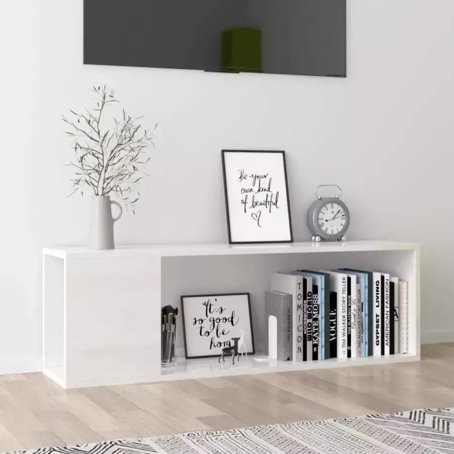 VidaLife Tv-meubel 100x24x32 cm spaanplaat hoogglans wit