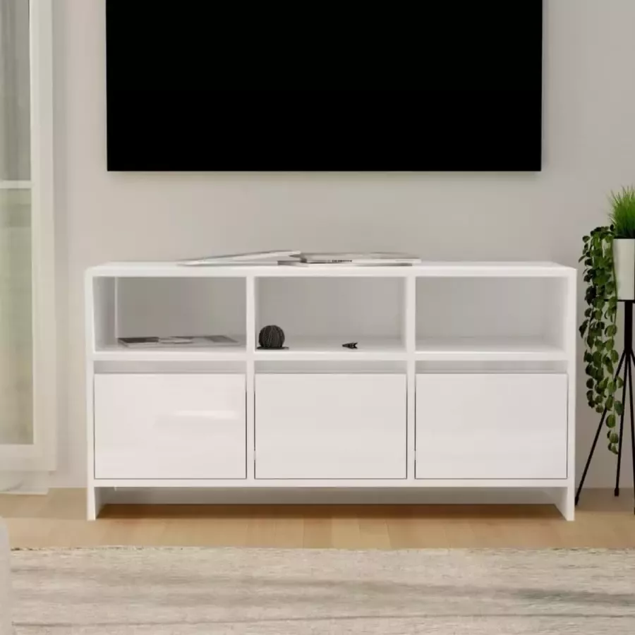 VidaLife Tv-meubel 102x37 5x52 5 cm spaanplaat hoogglans wit
