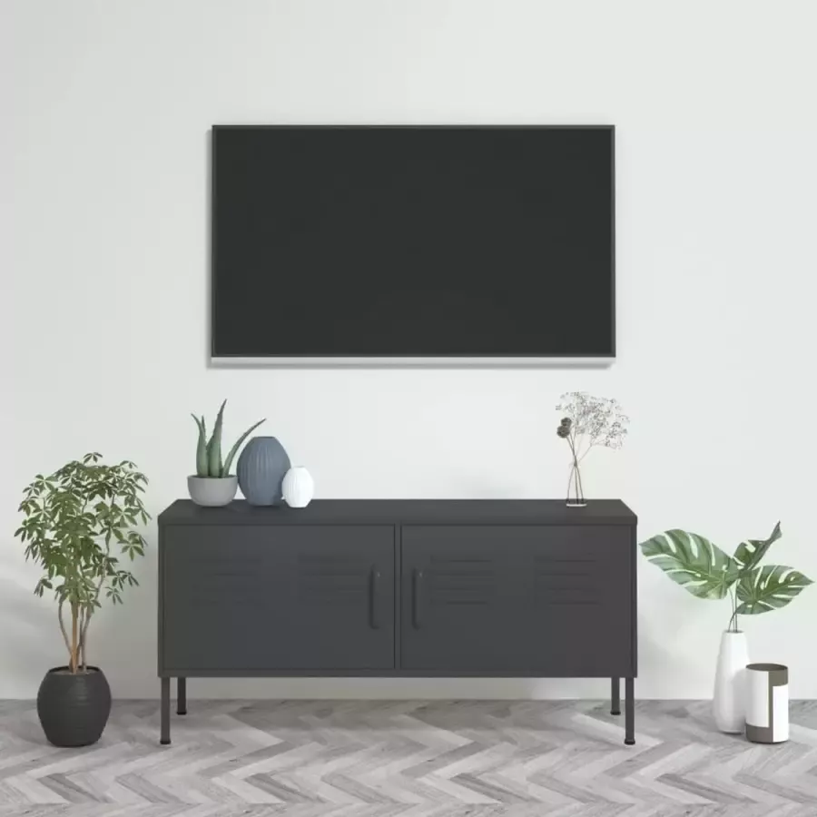 VidaLife Tv-meubel 105x35x50 cm staal antracietkleurig