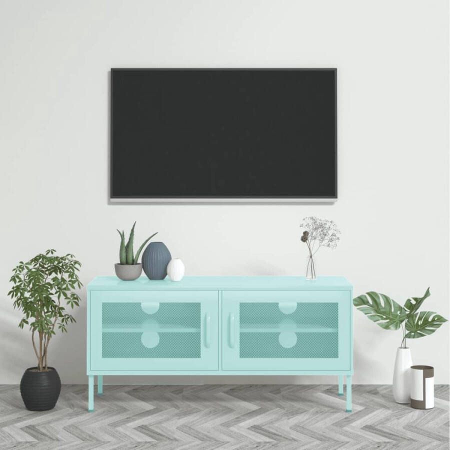 VidaLife Tv-meubel 105x35x50 cm staal mintkleurig