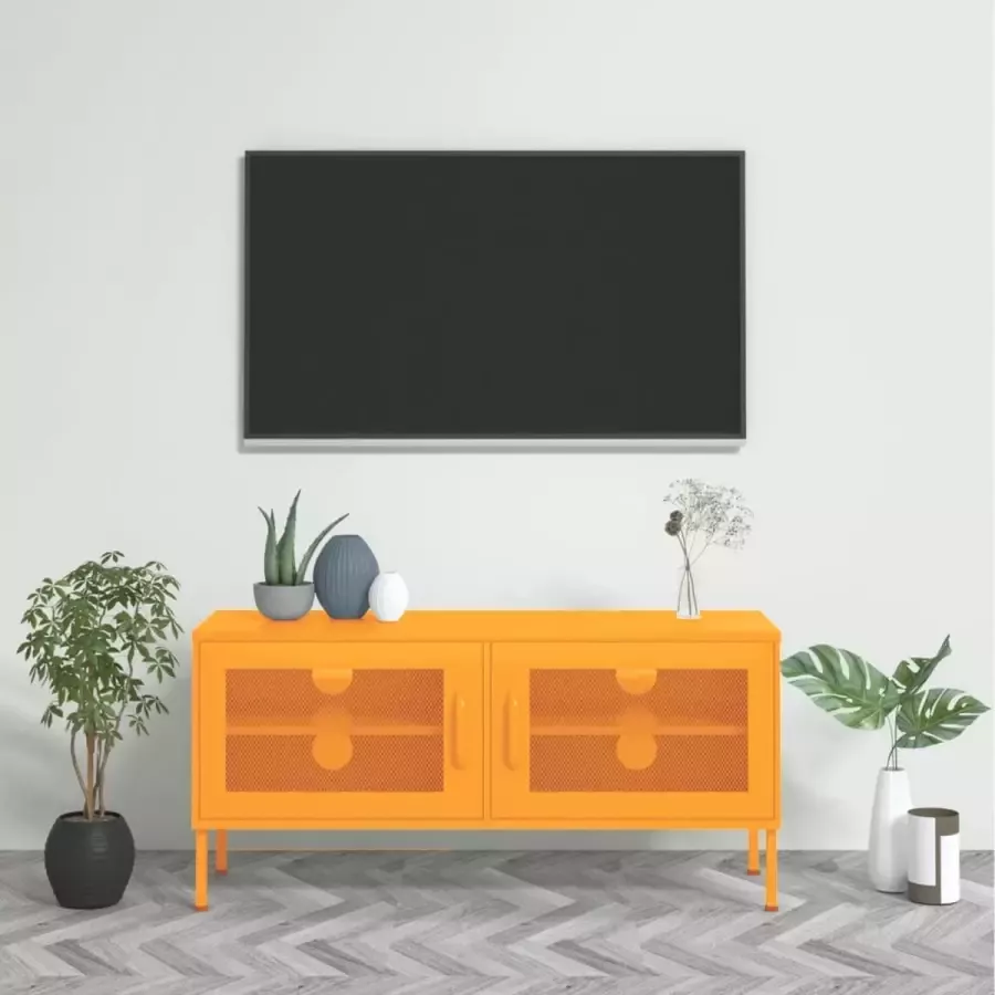 VidaLife Tv-meubel 105x35x50 cm staal mosterdgeel