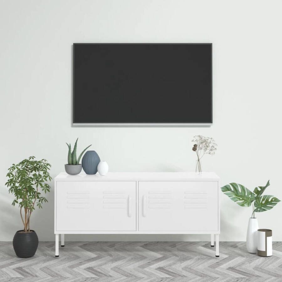VidaLife Tv-meubel 105x35x50 cm staal wit