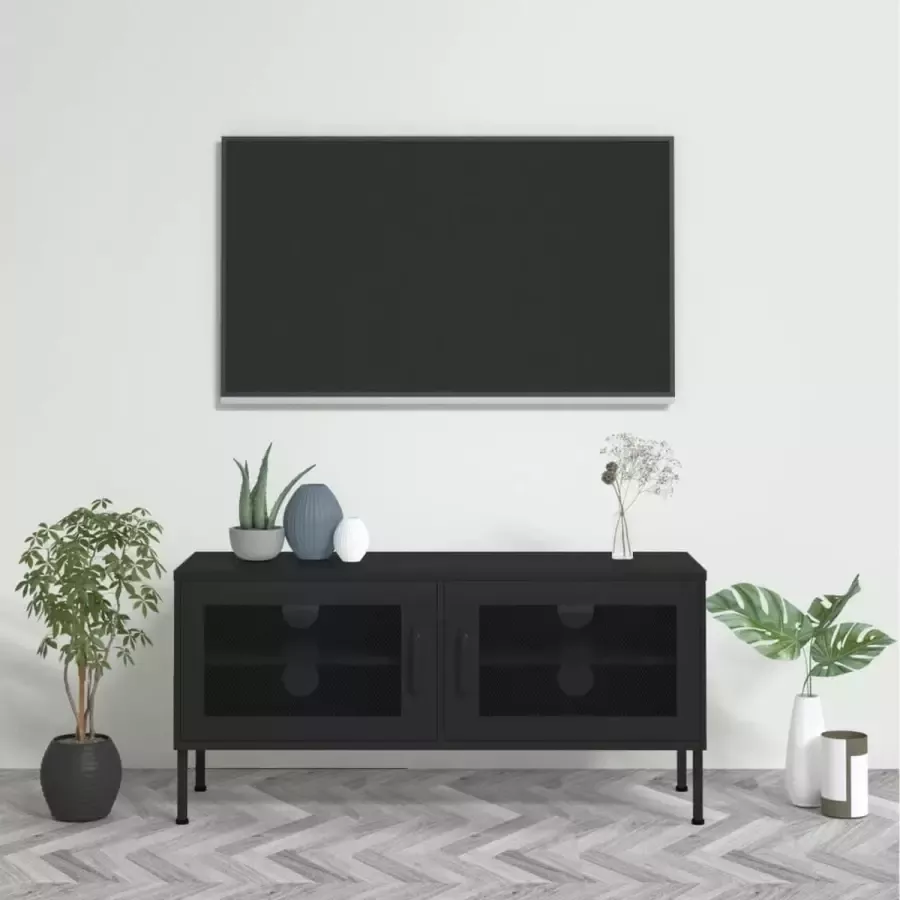 VidaLife Tv-meubel 105x35x50 cm staal zwart