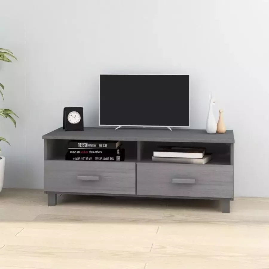 VidaLife Tv-meubel 106x40x40 cm massief grenenhout donkergrijs