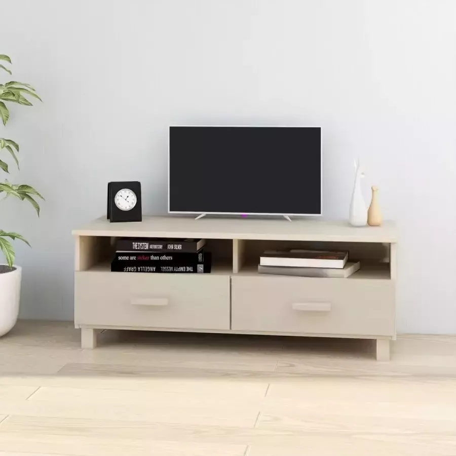 VidaLife Tv-meubel 106x40x40 cm massief grenenhout honingbruin