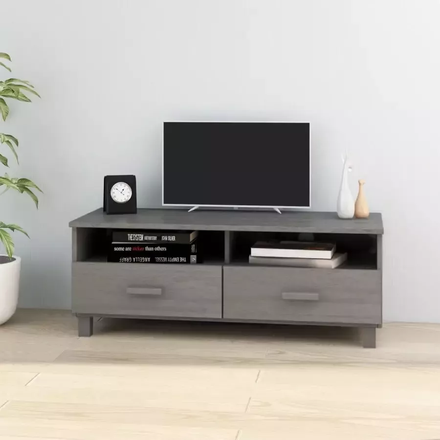 VidaLife Tv-meubel 106x40x40 cm massief grenenhout lichtgrijs