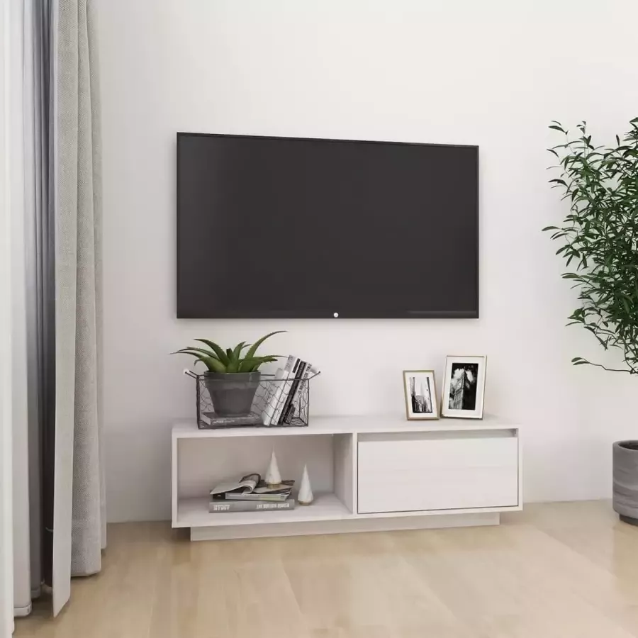 VidaLife Tv-meubel 110x30x33 5 cm massief grenenhout wit