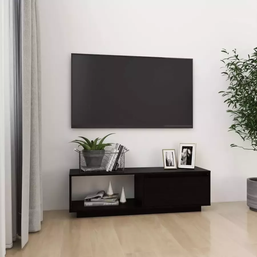 VidaLife Tv-meubel 110x30x33 5 cm massief grenenhout zwart