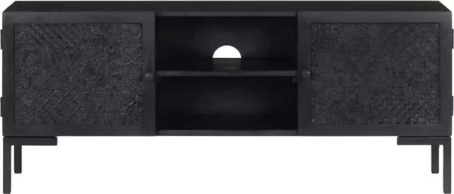 VidaLife Tv-meubel 115x30x46 cm massief mangohout zwart