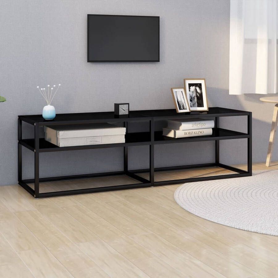 VidaLife Tv-meubel 140x40x40 5 cm gehard glas zwart