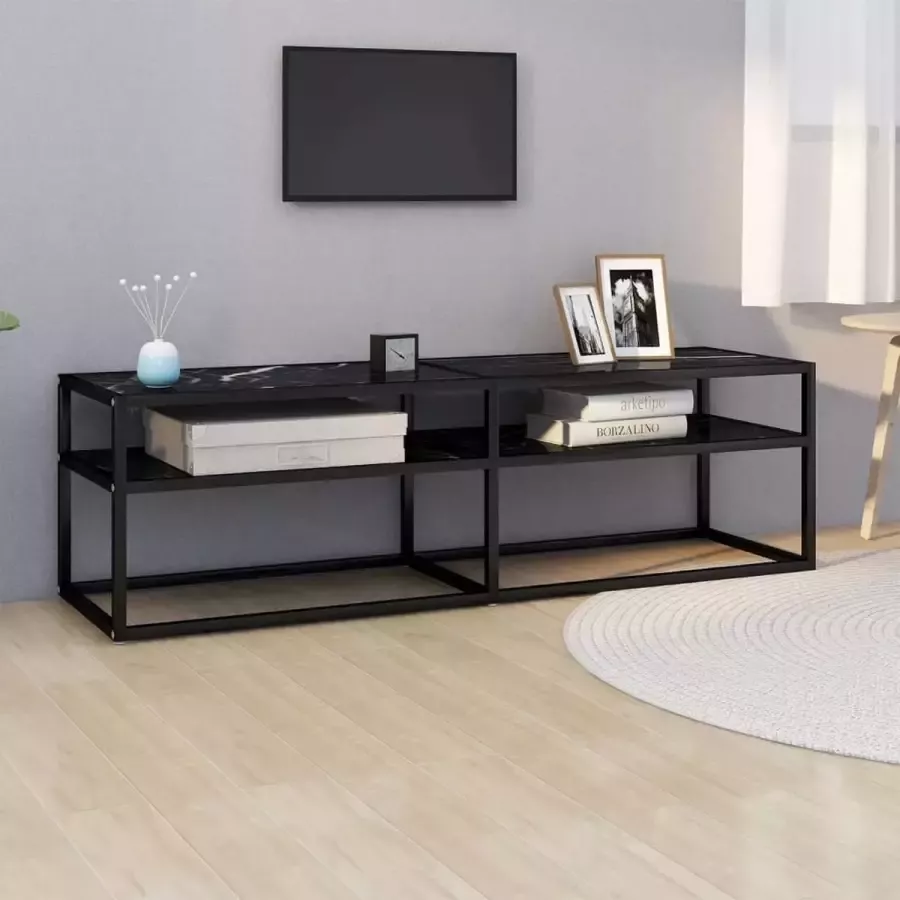 VidaLife Tv-meubel 140x40x40 5 cm gehard glas zwartmarmerkleurig