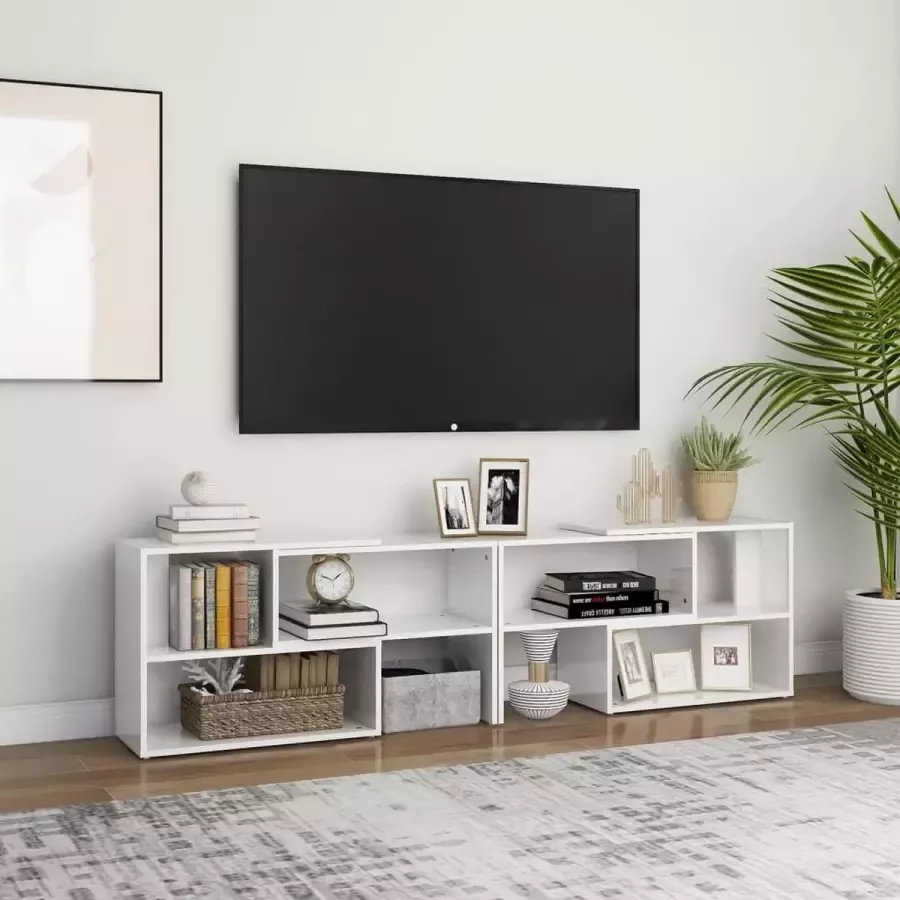 VidaLife Tv-meubel 149x30x52 cm spaanplaat hoogglans wit