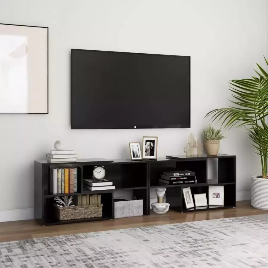 VidaLife Tv-meubel 149x30x52 cm spaanplaat hoogglans zwart