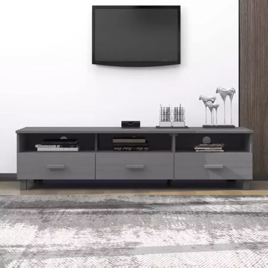 VidaLife Tv-meubel 158x40x40 cm massief grenenhout donkergrijs
