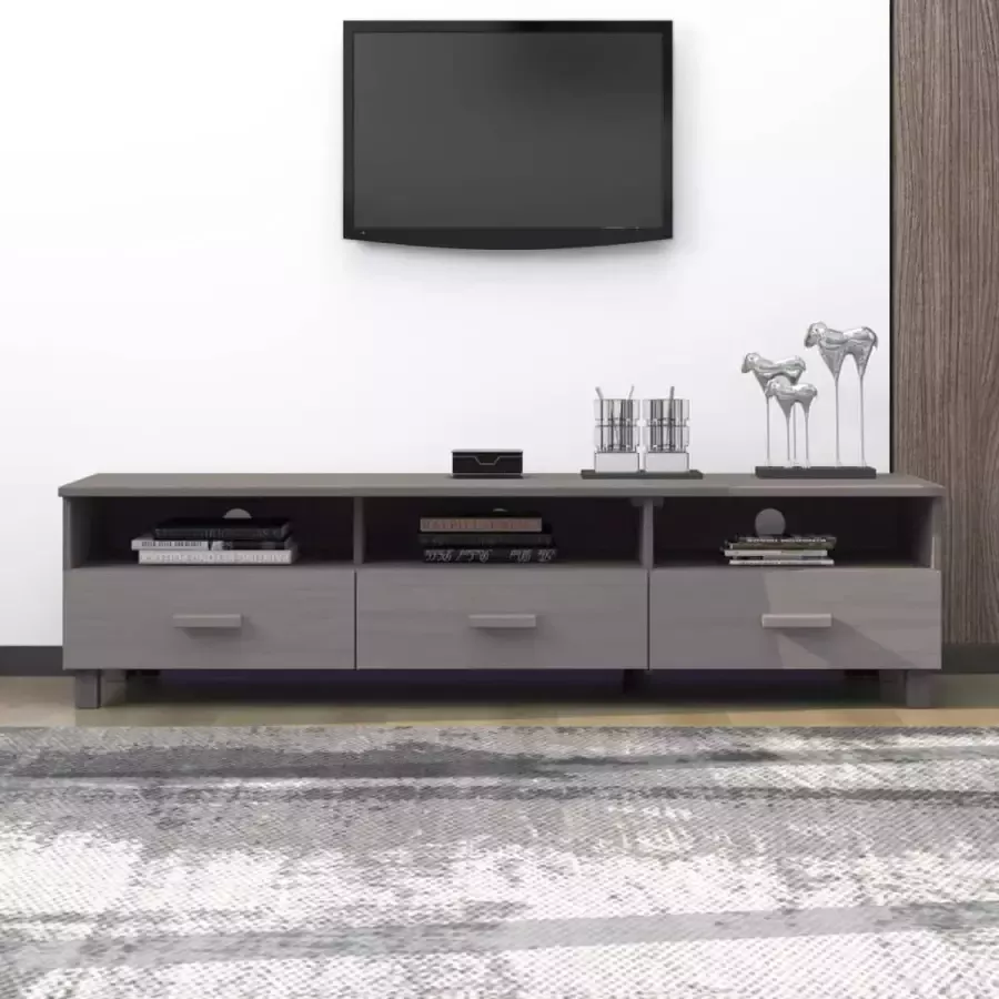 VidaLife Tv-meubel 158x40x40 cm massief grenenhout lichtgrijs