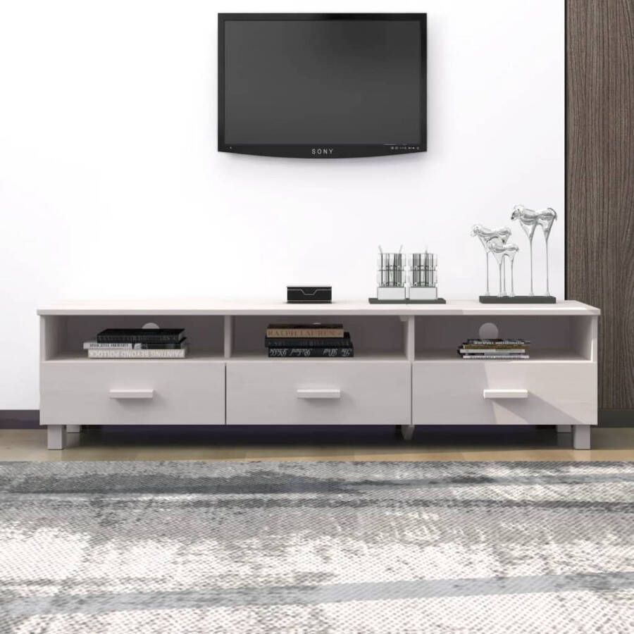 VidaLife Tv-meubel 158x40x40 cm massief grenenhout wit