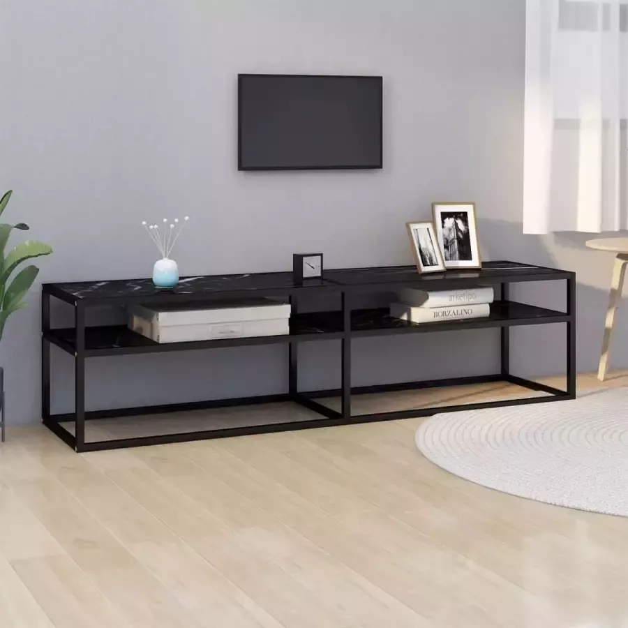 VidaLife Tv-meubel 160x40x40 5 cm gehard glas zwartmarmerkleurig