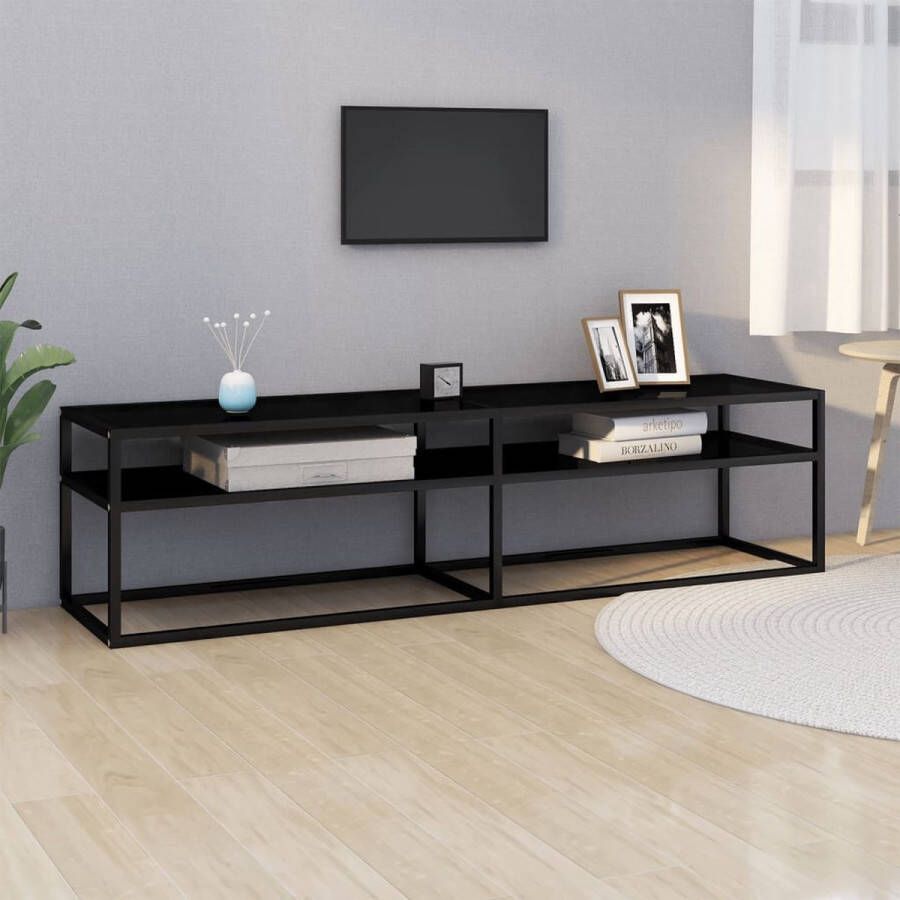 VidaLife Tv-meubel 160x40x40 5 gehard glas zwart