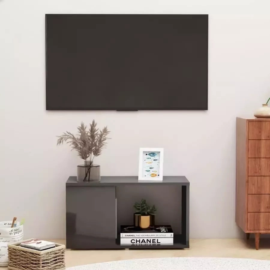 VidaLife Tv-meubel 60x24x32 cm spaanplaat hoogglans grijs