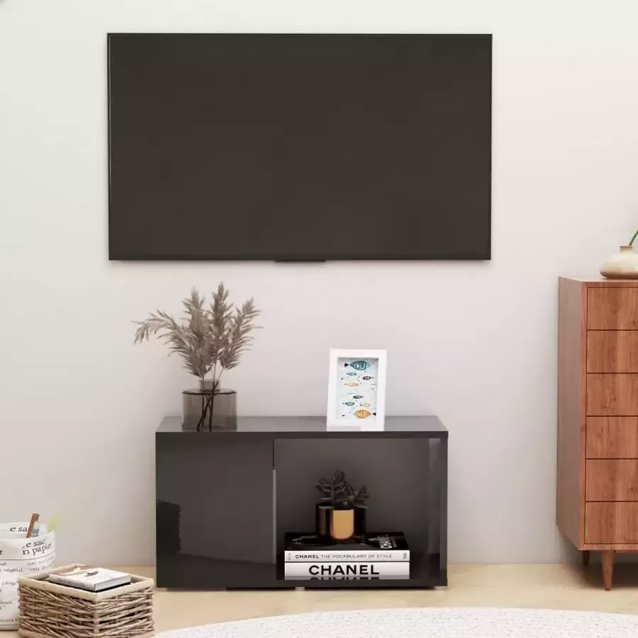 VidaLife Tv-meubel 60x24x32 cm spaanplaat hoogglans zwart