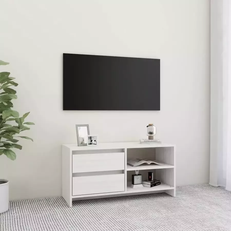 VidaLife Tv-meubel 80x31x39 cm massief grenenhout wit