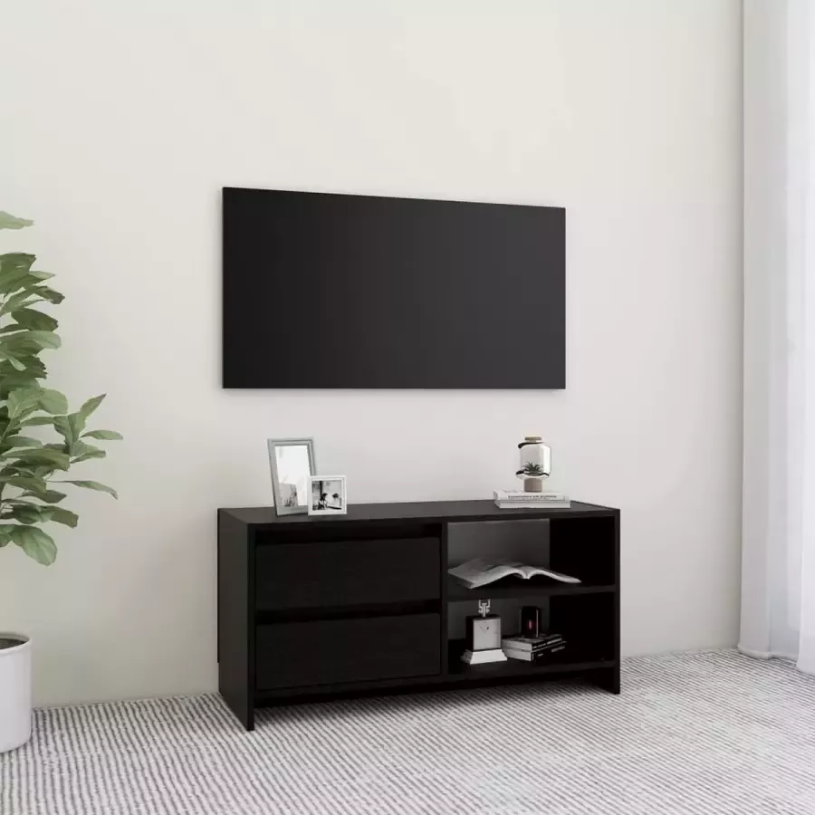 VidaLife Tv-meubel 80x31x39 cm massief grenenhout zwart