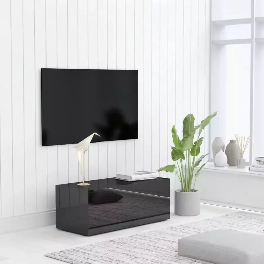 VidaLife Tv-meubel 80x34x30 cm spaanplaat hoogglans zwart