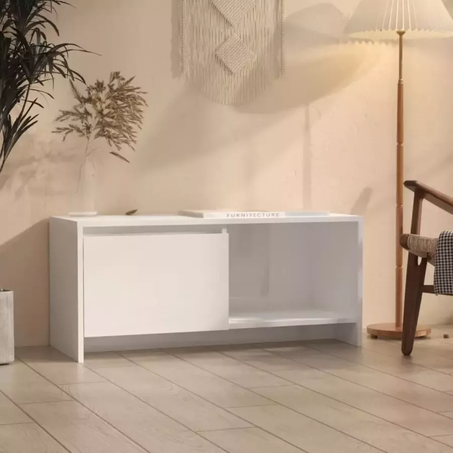VidaLife Tv-meubel 90x35x40 cm spaanplaat hoogglans wit