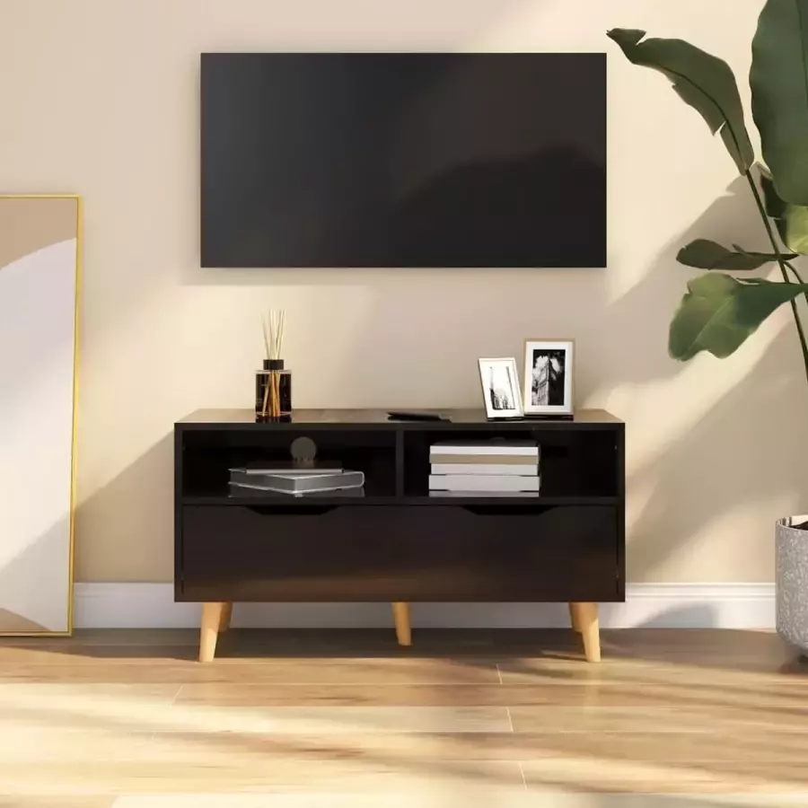 VidaLife Tv-meubel 90x40x48 5 cm spaanplaat hoogglans zwart