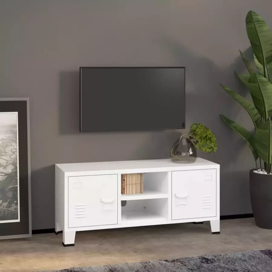 VidaLife Tv-meubel industrieel 105x35x42 cm metaal wit