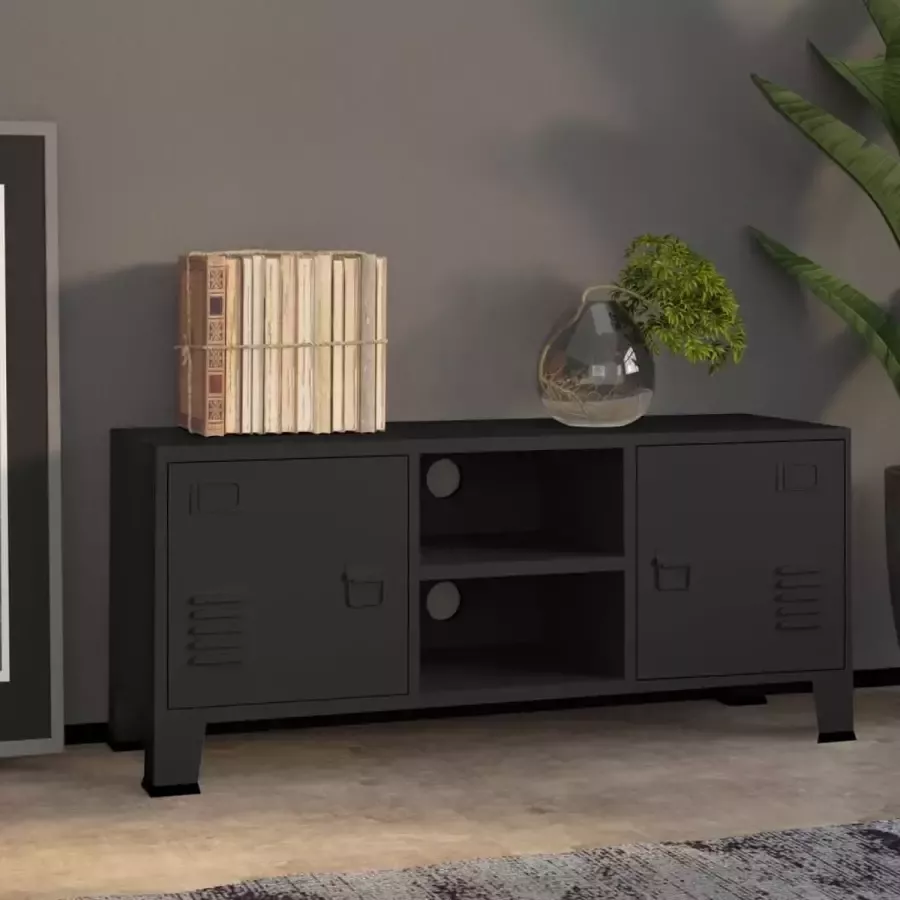 VidaLife Tv-meubel industrieel 105x35x42 cm metaal zwart