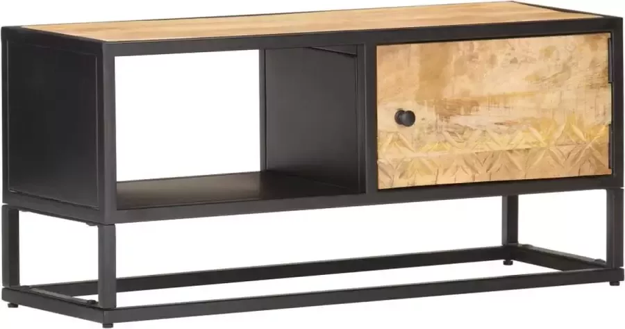VidaLife Tv-meubel met bewerkte deur 90x30x40 cm ruw mangohout