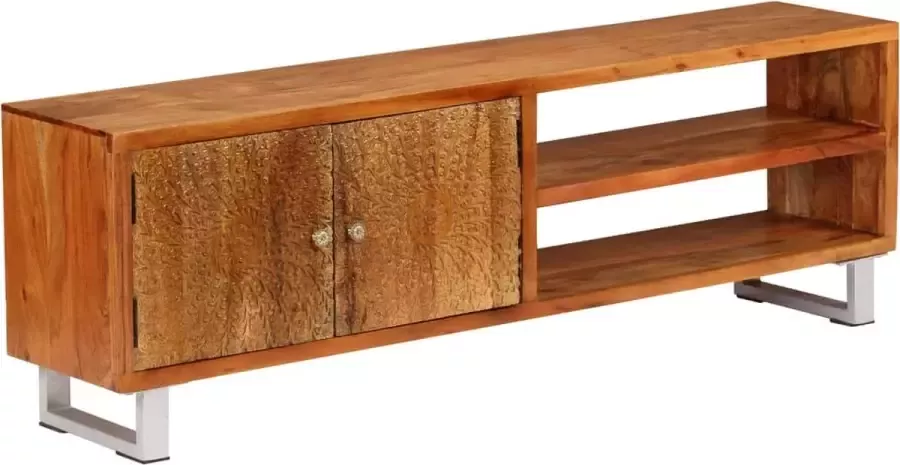 VidaLife Tv-meubel met bewerkte deuren 140x30x40 cm massief hout